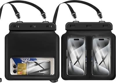 Waterdichte Telefoonhoes met Dubbele Zak - Drijvende Telefoonhoes Tot 7 Inch voor Strand en Zwembad, Ideaal voor Vakantie en Watersport