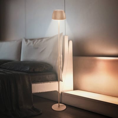 BRILONER Luca – LED Vloerlamp – dimbaar met touchbediening – staande lamp warm wit licht – koffie kleur – Ø19 x 124 cm