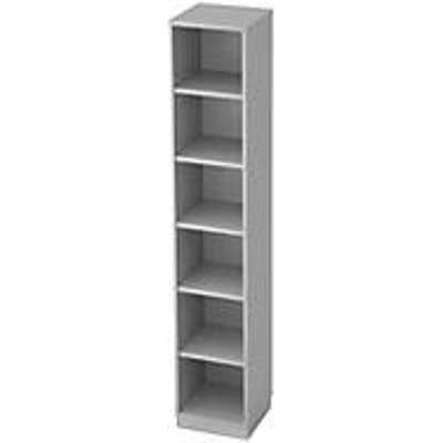 Boekenkast, spaanplaat, B 400 x D 400 mm, 6 OH, lichtgrijs