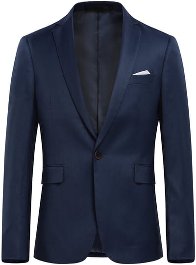 ALLTHEMEN Heren Effen Kleur Enkelknopen Enkelrijig Blazer - Kostuumjas met Achter Midden Split - S