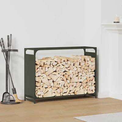 vidaXL - Brandhoutrek - 90x28x65 - cm - koudgewalst - staal - olijfgroen