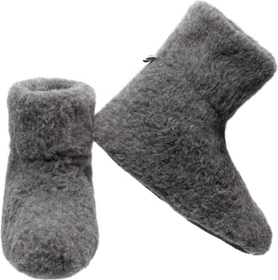 LuLu – Hoge Wollen Sloffen / Pantoffels – Heren en Dames – Grijs - Laarsmodel – Maat 47
