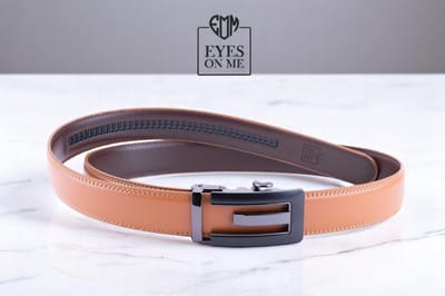 Camel lederen riem zonder gaatjes met automatische gesp voor heren ( model N035 )