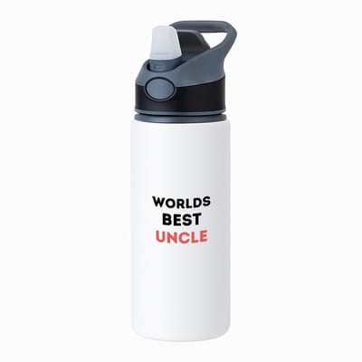 Hacebo® - worlds best uncle waterfles met rietje zwart - Oom - de beste oom - verjaardagscadeau - verjaardag - cadeau - cadeautje voor oom - oom artikelen - kado - geschenk - gift - water fles - 650ML