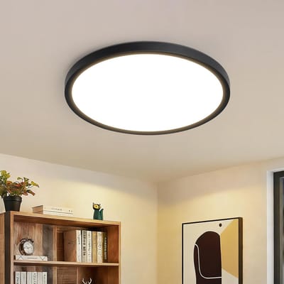 Ronde LED Plafondlamp Zwart 18cm - IP44 Badkamer- en Keukenverlichting Warm Wit