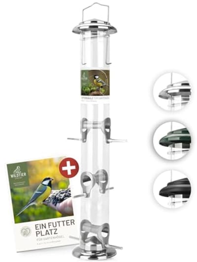Vogelvoederzuil van roestvrij staal - Weerbestendige voederdispenser voor wilde vogels