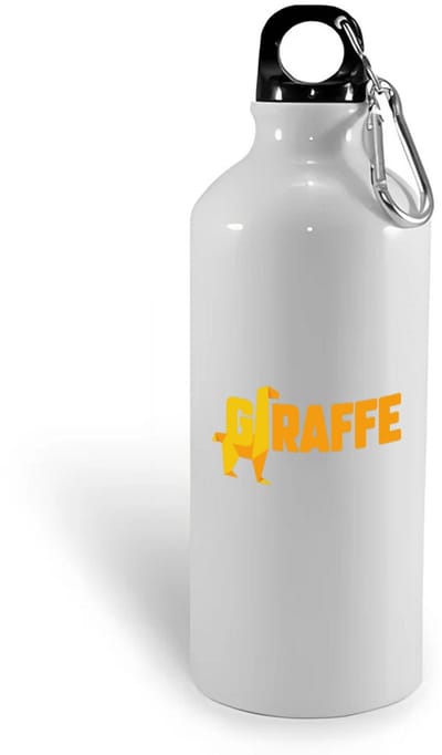 Hacebo® - giraffe logo geel waterfles - Giraffe - dieren liefhebber - iemand die houdt van giraffen - verjaardag - cadeau - kado - geschenk - water fles - 400ML