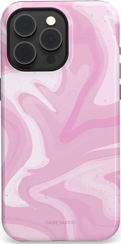 Casetastic hoesje geschikt voor Apple iPhone 15 Pro Max - MagSafe - Dubbellaagse bescherming - Zoet Roze Marmer - Fashion Case - Lichtroze Wit