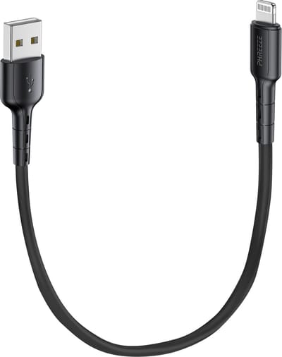 Korte kabel geschikt voor usb A naar Lightning - Oplaadkabel geschikt voor iPhone 14-x - Zwart - Phreeze