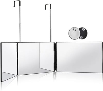 3-Weg Telescopische Deurspiegel met 5X Vergrotingsspiegel voor Haarknippen en Make-Up