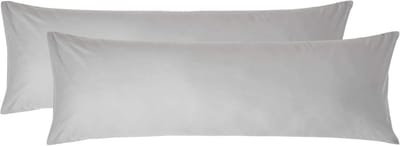 Homescapes Kussensloop 50x140 cm voor Lichaamskussen Set van 2 – Zilvergrijs – 100% Egyptisch Perkal Katoen – 200 TC