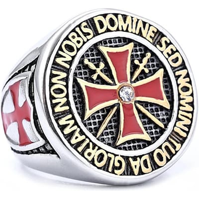 Europa en De Verenigde Staten Nieuwe Eenvoudige Trend Rood Kruis Ring Mannen Dominerende Tempelier Vrijmetselaarsring Mode Party Sieraden Cadeaus 9 black