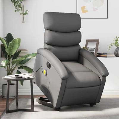 vidaXL - Sta-op-massagestoel - elektrisch - kunstleer - grijs