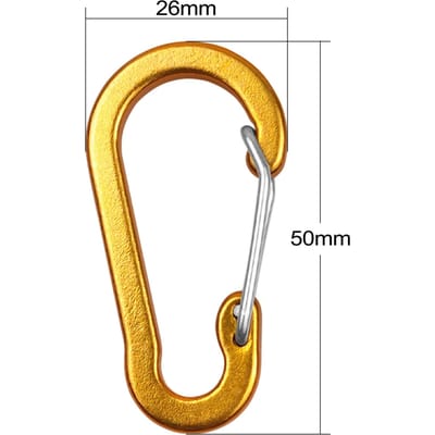 Karabijnhaak Clips Mini Aluminiumlegering Sleutelhanger Karabijnhaak Clip D-ringen voor Kamperen Wandelen Vissen Backpacken 5PCS goud