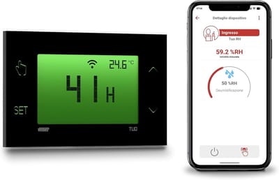 Touchscreen Hygrostaat - Vochtigheidsmeter App - Binnenklimaat Regelen - Slimme Wandmontage - 3x13x8cm - Zwart