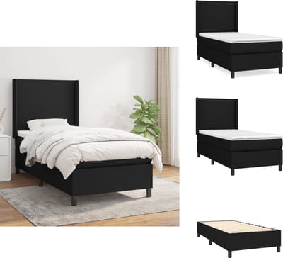 vidaXL - Boxspring - met - matras - fluweel - zwart - 100x200 - cm