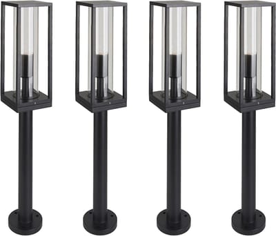 Proventa® LongLife Tuin Lantaarnpalen Jimmy - E27 fitting - 80 cm hoog - 4 x Tuinpaal Zwart - Tuinverlichting - Lantaarn - Lantaarns - Lampposts - Lamppost
