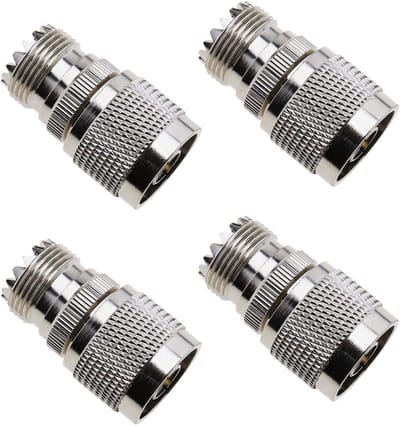 Dailygoody - RF Coaxiale Adapter - N-Type Mannelijk naar UHF SO239 Vrouwelijk - Zilver - Geschikt voor Antennes - 4 Stuks