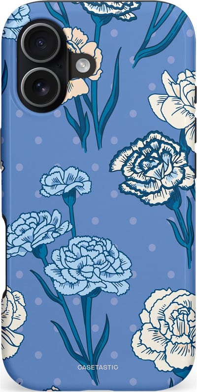 Casetastic hoesje geschikt voor Apple iPhone 17 - MagSafe - Dubbellaagse bescherming - Anjer melange - Fashion Case - Crème Blauw