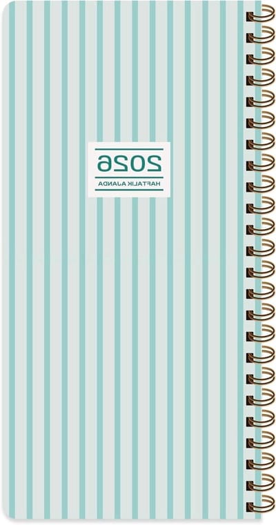 Zakdagboek Spiraal - Weekplanner Pocket - Planning Maken - Lijn Patroon - 16.8 x 10 cm - Lichtgroen