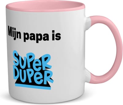 Akyol - mijn papa is super duper koffiemok - theemok - roze - Vader - meest geweldige papa - vader cadeautjes - vaderdag - verjaardag - geschenk - kado - vader artikelen - 350 ML inhoud