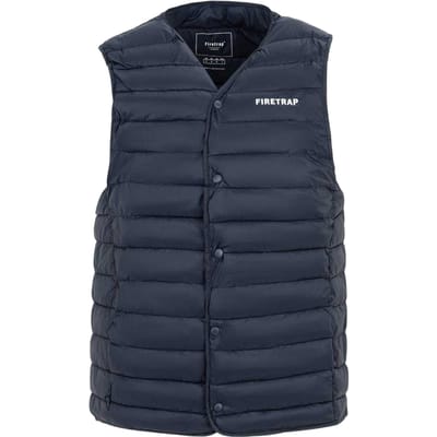 Firetrap Gewatteerd heren gilet met logo (Marine)
