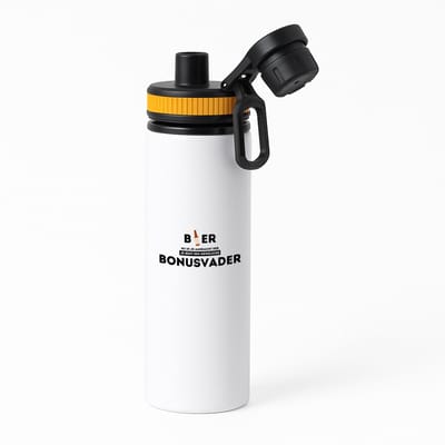 Hacebo® - bier, nu ik je aandacht heb je bent een geweldige bonusvader waterfles met draaidop oranje - de beste bonusvader - vader cadeautjes - vaderdag - verjaardagscadeau - verjaardag - cadeau - geschenk - kado - water fles - 850ML