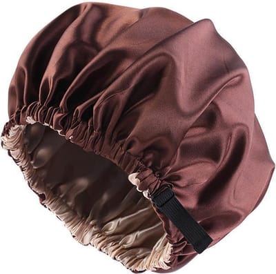 Rojafit Satijnen Slaapmuts - Bonnet Satijn - Slaapmuts - Afro Nachtmuts - Unisex - XXL - met verstelbare hoofdband - Koffie