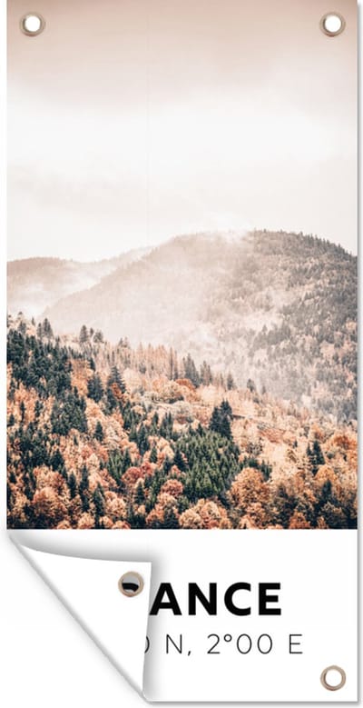 Schuttingposter Frankrijk - Herfst - Bergen - 100x200 cm - Tuindoek