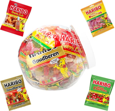 Haribo Happy Heroes snoep - 14 zakjes - Happy Cola, Peaches, Happy Cherries & Goudberen - 350g