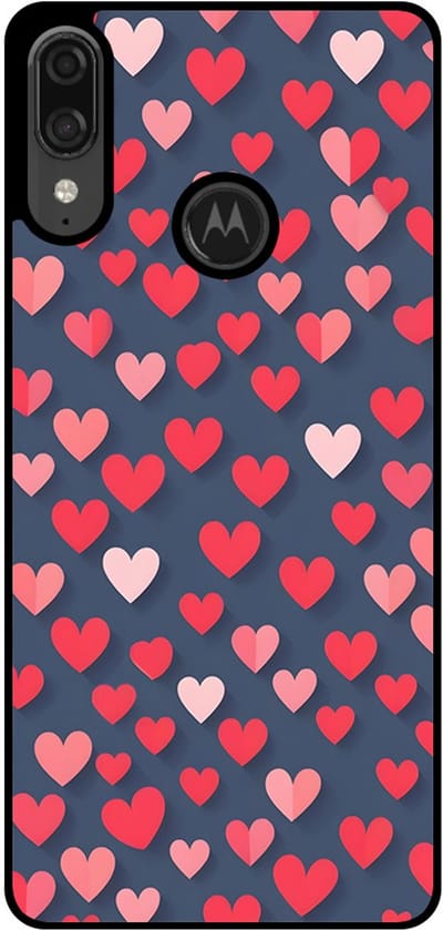 Smartphonica Telefoonhoesje Geschikt voor Motorola Moto E6 Plus met Roze en Rode Hartjes Opdruk - TPU Backcover Case With Rosé and Red Heart Design geschikt voor Motorola Moto E6 Plus