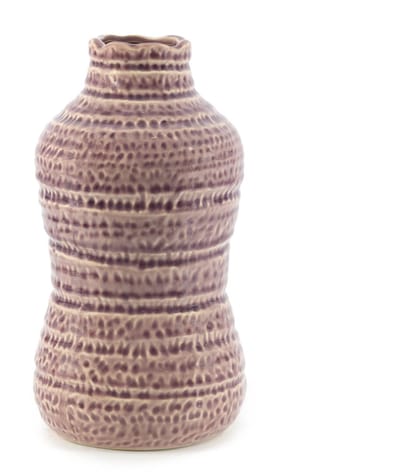 HomeBound by KY | Aardewerk vaas curve paars | bloemenvaas | 14,5x14,5x26cm