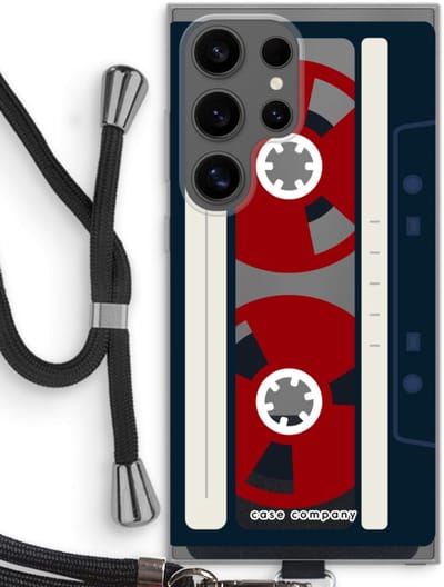 Case Company® - Hoesje met koord geschikt voor Samsung Galaxy S24 Ultra hoesje met Koord - Here's your tape - Telefoonhoesje met Zwart Koord - Bescherming aan alle Kanten en Over de Schermrand
