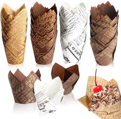 Dailygoods - 200 stuks muffinvormpjes, papieren tulpen, muffins papieren vormpjes, muffinvorm, cupcakevormpjes, papier, bakvormen voor Kerstmis, Halloween, bruiloft, verjaardag, feest