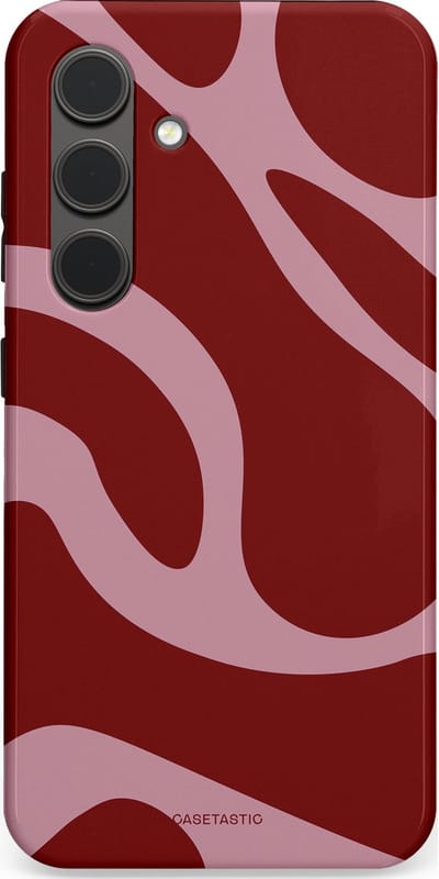 Casetastic hoesje geschikt voor Samsung Galaxy S24 - Dubbellaagse bescherming - Roze Rode Framboos Blobs - Fashion Case - Bordeaux Lila