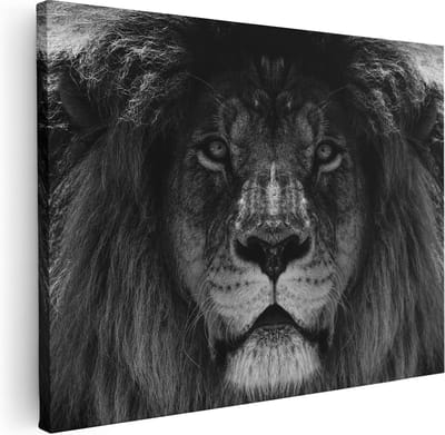 Artaza Canvas Schilderij Leeuwenkop - 40x30 cm - Klein - Muurdecoratie Dieren - Wanddecoratie Woonkamer - Kamer Accessoires
