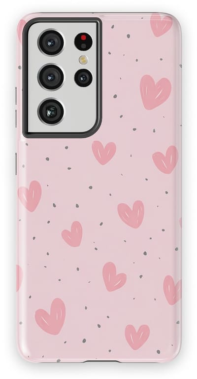 Tough Hoesje met Hartjes Samsung Galaxy S21 Ultra | Little Love Tough Case Geschikt voor Mag | Hartjes Print Backcover Samsung Galaxy S21 Ultra Pink Blush