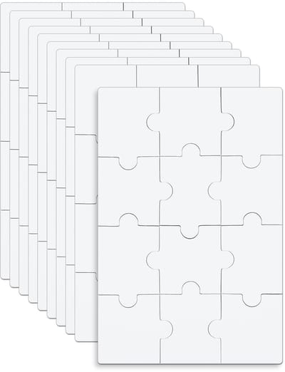 Dailygoods- Lege Puzzelset 10 Vellen - Blanco Puzzel 10x15cm - Overschilderbare Puzzel - DIY Activiteiten - Knutselen - Hoogwaardige Materialen