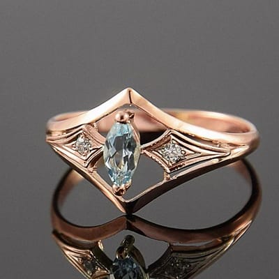 Huitan Rose Goud Kleur Dames Ringen met Marquise Blauwe Cubic Zirconia Elegante Bruiloft Feest Bruids Accessoires Mode Sieraden 6 beige