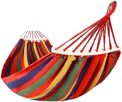Hangmat met Spreidstokken - Schommelhangmat Canvas - Ontspannen in de Tuin - Anti-rollover Ontwerp - 2 x 1.5 meter