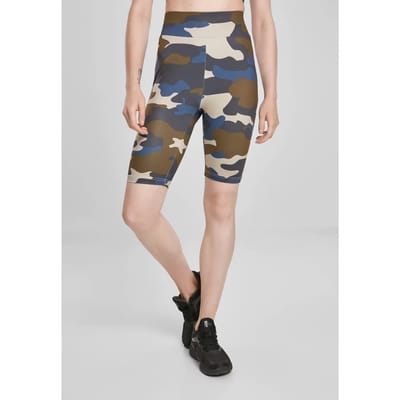 Urban Classics Korte cycle broek -M- High Waist Camo Tech Blauw/Groen
