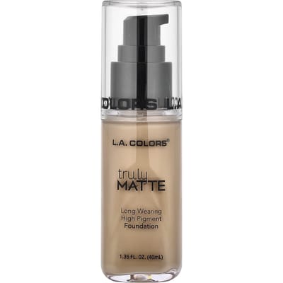 LA. Colors Truly Matte Foundation, CLM355 Medium Beige, 40ml (1.35fl oz) gray
