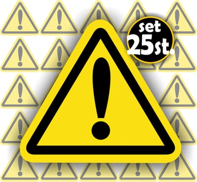 Jerma - Waarschuwing - Uitroepteken - Stickers - 5 cm – ISO Norm – 25 st. – Zelfklevend - Weerbestendig