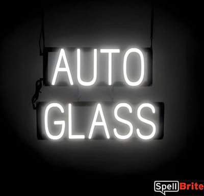 AUTO GLASS - Lichtreclame Neon LED bord verlicht | SpellBrite | 53 x 38 cm | 6 Dimstanden - 8 Lichtanimaties | Reclamebord neon verlichting