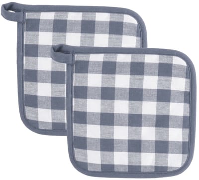 Tiseco Gingham Pannenlap - 2 Stuks - 20 x 20cm - Blauw