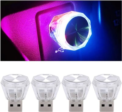 4 stuks auto-omgevingslicht, auto USB-verlichting, auto-sfeerverlichting LED-lampen, USB LED auto-interieur sfeerlamp, universeel decoratief auto-interieuraccessoire (veelkleurig)