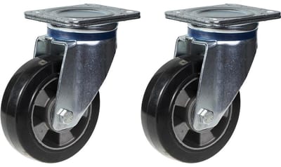 152 mm (6 inch) zwenkwiel met zwart rubber, zeer stevig, draagvermogen 660 kg, set van 2