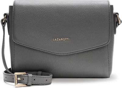 Lazarotti Leren Schoudertas Bologna Leather Flat Crossbody Bag Grey Grijs