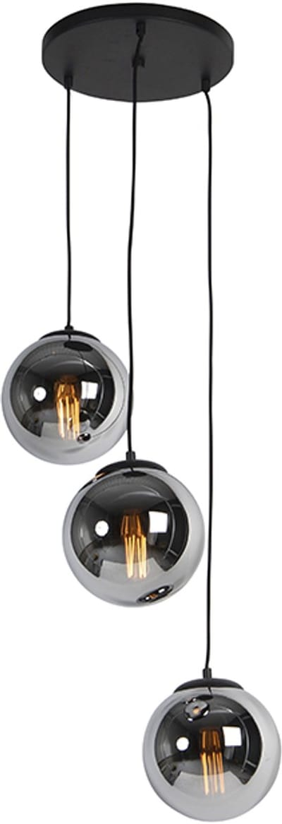 QAZQA pallon - Art Deco Hanglamp - 3 lichts - Ø 45 cm - Zilver - Woonkamer | Slaapkamer | Keuken