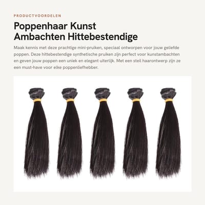 Dailygoods- Poppenhaar Hittebestendig - Lange Pruik - Synthetisch Haar - Elastische Band - 5 Stuks - 15 cm - Poppenpruik